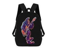 Resistant Students Bookbag Bigfoot Playing Electric Guitar Printed Sports Bag Printed Travel Bag for Work, Camping, Hiking, 42X32X14Cm