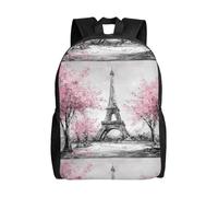 Resistant Students Bookbag Painting Paris Eiffel Tower Sports Bag Personality Daypack for Camping, Hiking, Work, 42X32X14Cm