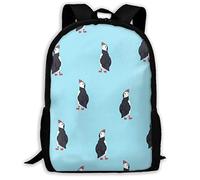 Resistant Travel Bags Print with Puffin Students Knapsack Polyester School Bag for Work, Hiking, Camping, 42X32X14Cm