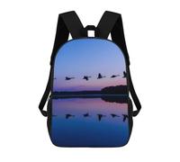 Resistant Travel Bags Wild Geese On A Blue Evening School Bag Durable School Rucksack for Hiking, Camping, Work, 42X32X14Cm