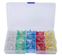 Resistor Accessories The 1000Pcs 3mm LED Light Emitting Assorted Color Red/Yellow/Blue/Green/White Diode Kit Box with Storage