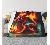 ResKiu Dragon King in Fire Throw Blanket Warm Ultra-Soft Micro Fleece Blanket For Couch Bed Living Room Camping Decor, 80"x60"