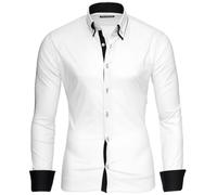 Reslad men’s shirt, slim fit, contrast, long sleeve shirt, Alabama RS-7050 - White - Small