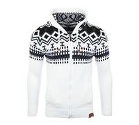 Reslad Men's Chunky-knit Norwegian Pullover, Winter Cardigan, Hoodie, RS-3104 - White - Medium