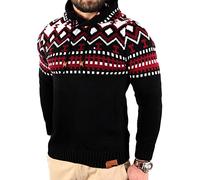 Reslad Norwegian men's knitted winter hooded jumper, RS-3013 - Black - XXX-Large