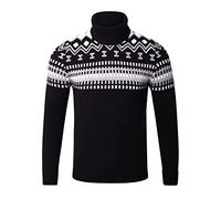 Reslad RS-3014 Men's Turtleneck Sweater Chunky Knit Norwegian Turtleneck Jumper Men's Winter Jumper, black, S