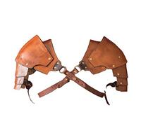Resnan Medieval Vintage Multi-Layer Leather Studded Shoulder Pads Stage Performance Props Armor for Halloween Cosplay, Brown, One Size