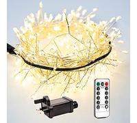 RESNICE Cluster Fairy Lights 10FT Firecracker String Lights 100 LEDs Warm White Plug in Indoor Silver Wire String Lights with Remote for Christmas Tree,Plant,Garden,Patio,Backyard