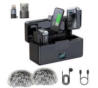 Resocasin Wireless Lavalier Microphone for iPhone/Android with USB Type C, Noise Cancelling, 48kHz 16-bit Float Internal Recording, 820 ft.(150m) Range, Battery with Charging Case