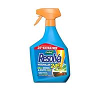 Resolva 24H Weedkiller Spray Fast Acting RTU Ready to Use 800ml + 25% Extra Free 1L Tough Weed Killer Systemic Formula Clears Dandelion Nettle Brambles Roots Visible Results 24 Hours