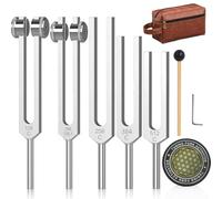Resonance Tuning Fork Set for Healing - Weighted & Unweighted Sound Therapy Tools with 128Hz, 136Hz, 256Hz, 384Hz, 512Hz Frequencies & Hockey Puck Activator - Chakra & Meditation Instruments