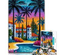 Resort City Jigsaw Puzzles for Teenagers 1000 Piece Puzzle,Fun Games Every Piece Is Unique - Challenging Family Fun Game (50x75cm)
