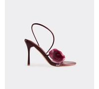 Resort-Town Floral Strappy Detail Stiletto Heel In Burgundy Faux Leather, Women's Size UK 4