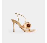 Resort-Town Floral Strappy Detail Stiletto Heel In Gold Faux Leather, Women's Size UK 5