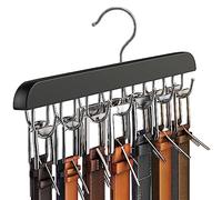 Resovo Belt Hanger for Closet, Sturdy Wood Belt Rack Closet Accessories with 14 Hooks Belt Organizer for Closet Organizers and Storage Max 42 Belts-Black 1 Pack