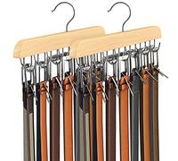 Resovo Belt Hanger for Closet, Sturdy Wood Belt Rack Closet Accessories with 14 Hooks Belt Organizer for Closet Organizers and Storage Max 42 Belts