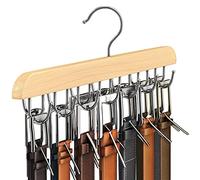 Resovo Belt Hanger for Closet, Sturdy Wood Belt Rack Closet Accessories with 14 Hooks Belt Organizer for Closet Organizers and Storage Max 42 Belts-Wood 1 Pack