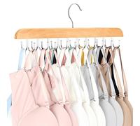 Resovo Bra Hanger for Closet, Tank Top Hanger 20 Hooks Capacity Foldable Wood Space Saving Hanger Closet Organizers and Storage for Dorm & Apartment for Tank Top, Bra, Scarf etc.