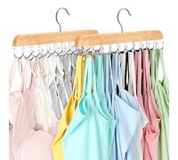 Resovo Bra Hanger for Closet, Tank Top Hanger 20 Hooks Capacity Foldable Wood Space Saving Hangers Closet Organizers and Storage for Dorm & Apartment for Tank Top, Bra, Scarf etc.
