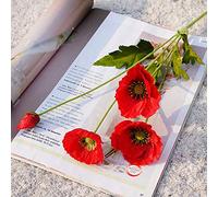 RESOYE 10 pcs Red Fake Silk Poppies Flowers, Artificial Poppies Flowers, Artificial Flowers Corn Poppy for Grave Home Garden Wedding Decor- Red