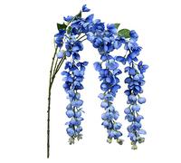 RESOYE Artificial Blue Wisteria Hanging Flowers Bush, 2 Pcs 38.2 Inch Silk Wisteria Flower Vines Garland for Wedding Party Garden Home Decor