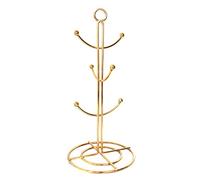 RESOYE Countertop Mug Tree with 6 Hooks, Nordic Gold Countertop Organizer Stand, Coffee Mugs and Tea Cup Storage Rack for Kitchen, Vintage Mug Rack