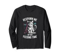 Respawn Me After Feeding Time Cat Retro Long Sleeve T-Shirt