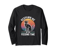 Respawn Me After Feeding Time Cat Retro Long Sleeve T-Shirt