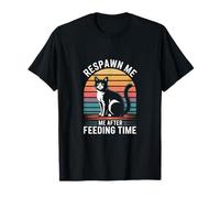 Respawn Me After Feeding Time Cat Retro T-Shirt