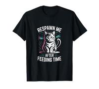 Respawn Me After Feeding Time Cat Retro T-Shirt