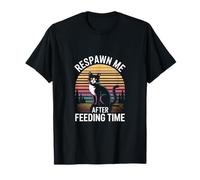 Respawn Me After Feeding Time Cat Retro T-Shirt