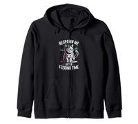 Respawn Me After Feeding Time Cat Retro Zip Hoodie