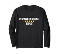 Respawn Recharge Repeat Five Star Gaming Humor Long Sleeve T-Shirt