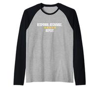 Respawn Recharge Repeat Five Star Gaming Humor Raglan Baseball Tee