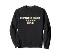 Respawn Recharge Repeat Five Star Gaming Humor Sweatshirt