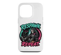 Respawn Repeat Gamer Skeleton Retro Arcade Graphic Case for iPhone 13 Pro