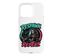 Respawn Repeat Gamer Skeleton Retro Arcade Graphic Case for iPhone 15 Pro Max