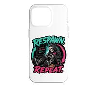 Respawn Repeat Gamer Skeleton Retro Arcade Graphic Case for iPhone 16 Pro