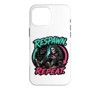 Respawn Repeat Gamer Skeleton Retro Arcade Graphic Case for iPhone 16 Pro Max