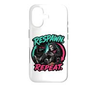 Respawn Repeat Gamer Skeleton Retro Arcade Graphic Case for iPhone 17