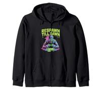Respawn Till Dawn Zombie Gamer Horror Halloween Zip Hoodie