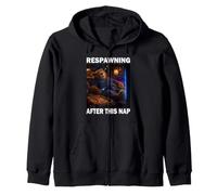 Respawning After This Nap Funny Gamer Bear Gaming Sleep Zip Hoodie