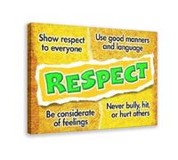 Respect Everyone Use Good Manners And Language Respect Consider Feelings Never Bully, Beat Or Hurt Others - Motivational Quotes Canvas Poster Bedroom Decor Landscape Office Room Decor Gift Frame: