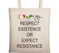 Respect existence or Expect Resistance Natural Ecological Cotton Tote Bag Beige