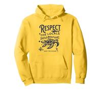 Respect Locals Save the Ocean Retro Animal Lover Tee Pullover Hoodie, Adult Unisex, Lemon Yellow, Small