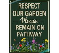 Respect Our Garden Please Remain On Pathway Metal Sign, Keep Out Private Garden, Do Not Enter, Funny Metal Sign, 14x20 CM Aluminum Plaque for Garden Lawn Indoor Outdoor Decor
