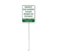 Respect Our Garden Please Remain On Pathway Yard Sign With Stakes 4.6 x 6 inch，Aluminum Sign for Home Farm Decor Outdoor Street Warning Sign