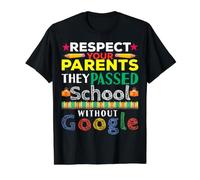 Respect Parents Passed Without Google Funny Back to School Value Graphic T-Shirt, Men, Black, M