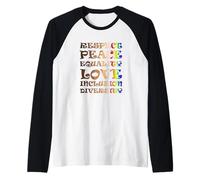 Respect, Peace, Equality, Love, Inclusion, Diversity Raglan Baseball Tee