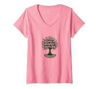 Respect Respect Nature Tree Design Eco-Friendly V-Neck T-Shirt, Women, Pink, XL